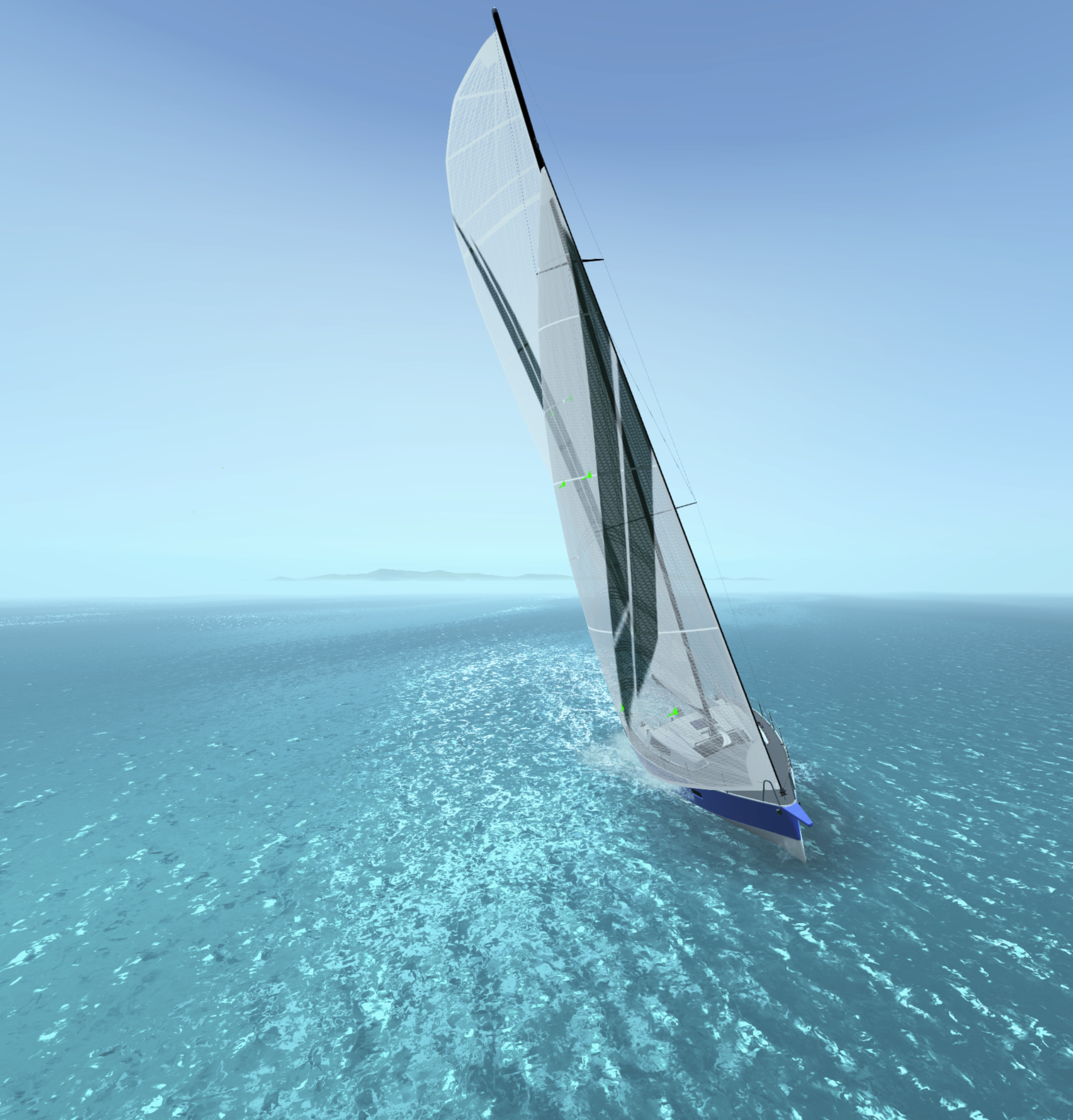 하늘에서 본 항해 중인 세일링 요트