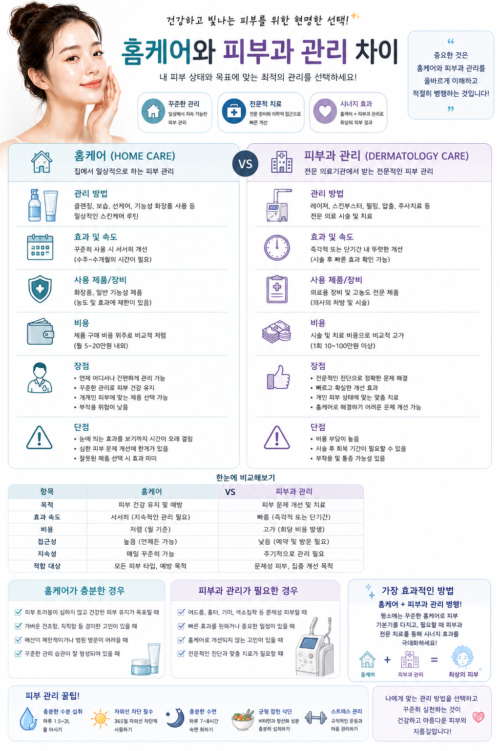홈케어와 피부과 관리 차이 관련 사진