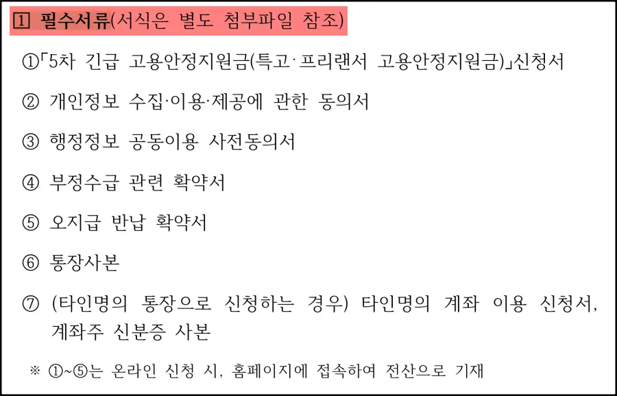 특고-프리랜서-지원금-필수서류