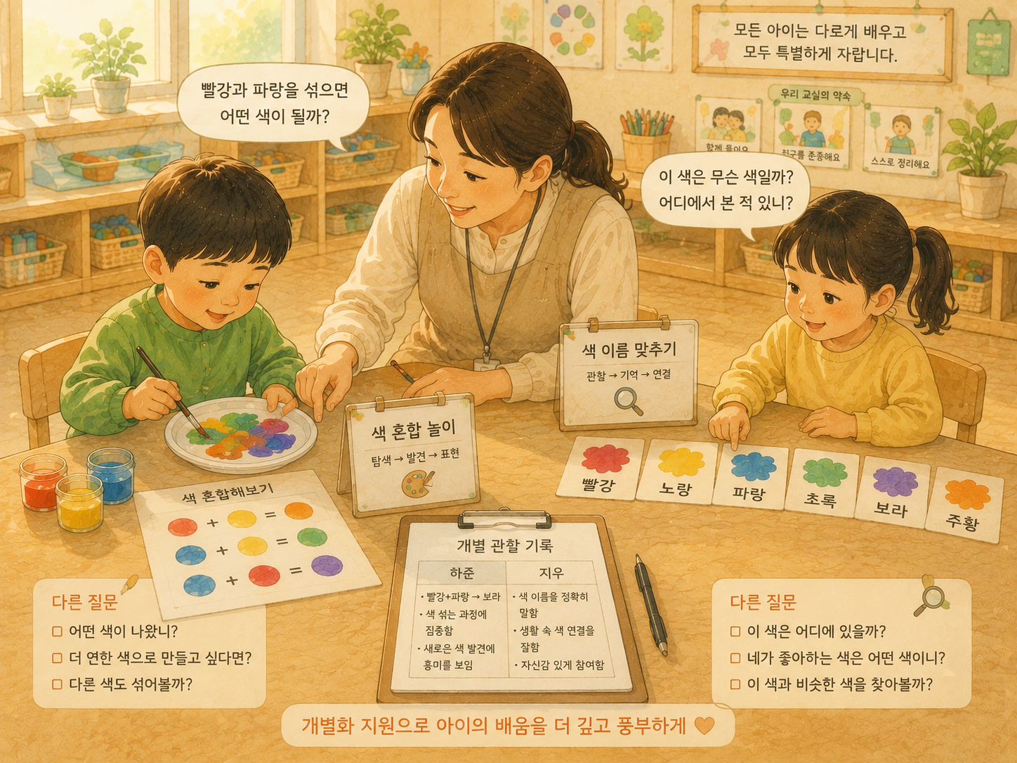 색 혼합과 이름 맞추기 활동