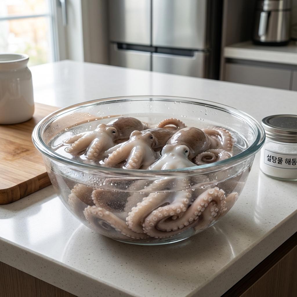 냉동 주꾸미를 생물처럼 탱글하게 만드는 세척법