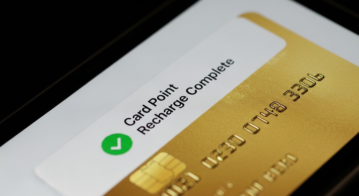 카드 포인트 충전 완료 메시지가 보이는 화면