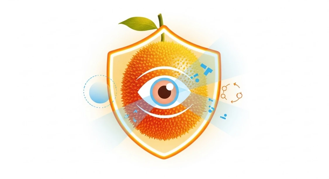 걱오일이 눈 건강을 보호하는 개념을 나타내는 추상적인 그림.