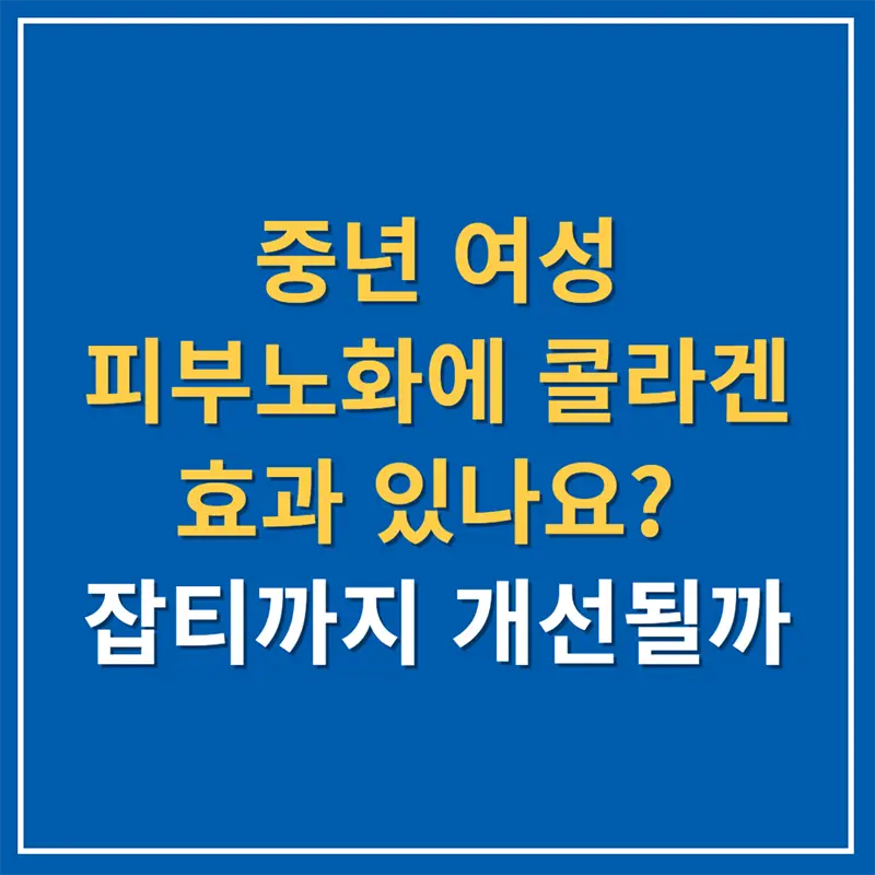 중년 여성 피부노화에 콜라겐 효과 있나요? 잡티까지 개선될까