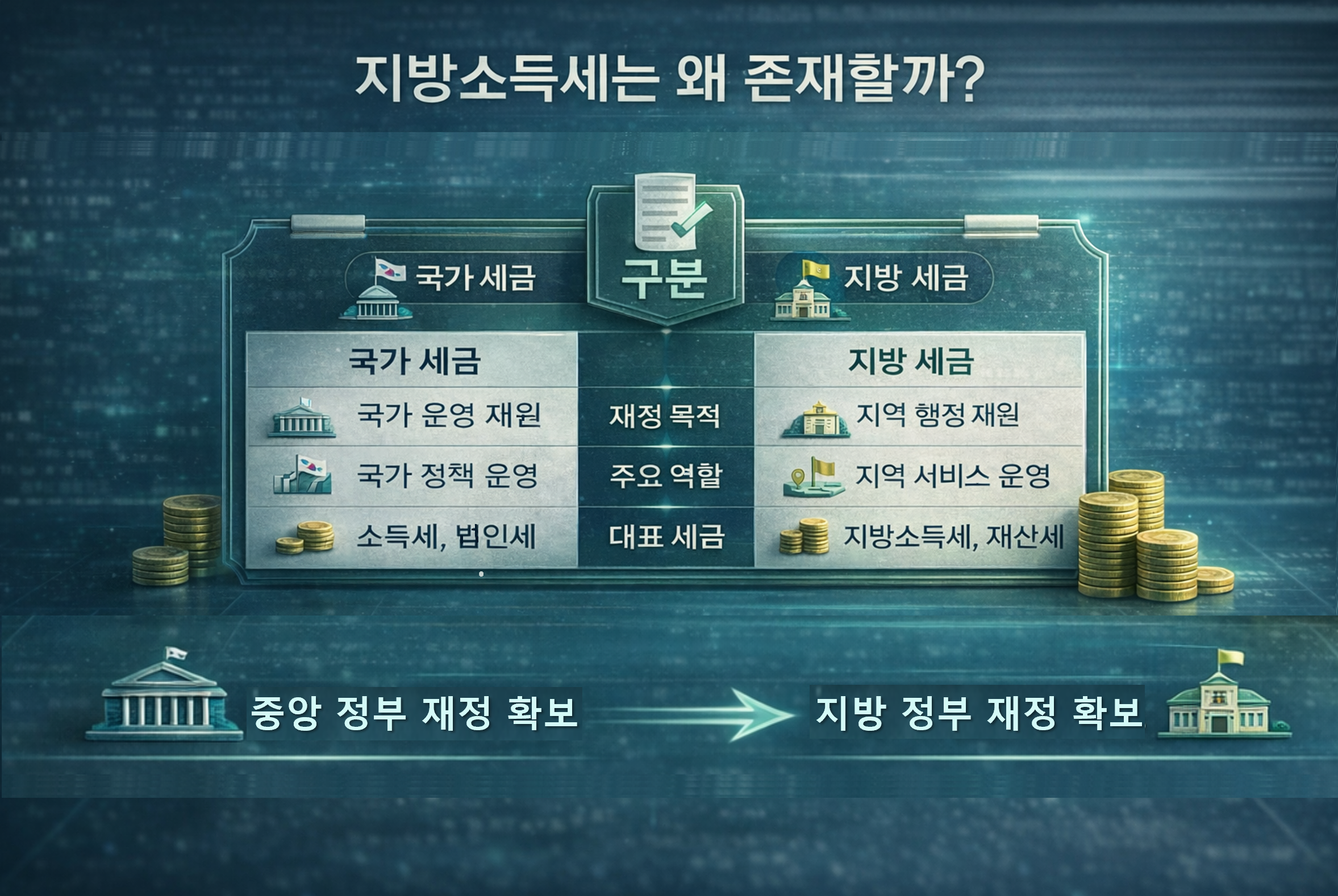 2026년 지방소득세 왜 따로 낼까
국가 세금, 지방 세금, 중앙 정부 재정 확보, 지방 정부 재정 확보, 지방소득세 개인
