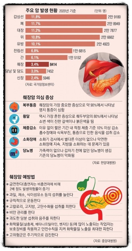 주요 암 발생 현황, 췌장암 의심 증상, 췌장암 예방법 이미지