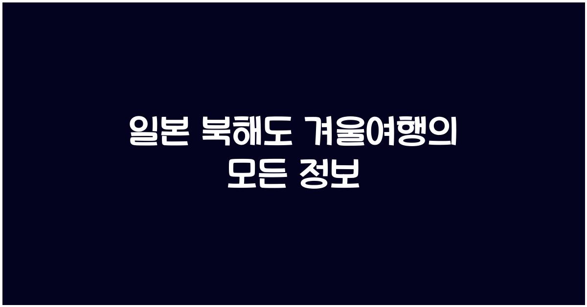 일본 북해도 겨울여행