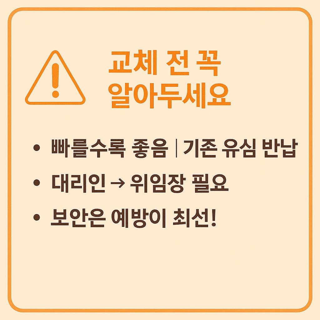 교체 전 꼭 알아두세요 요약 정리