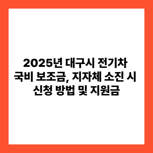 2025년 대구시 전기차 국비 보조금, 지자체 소진 시 신청 방법 및 지원금