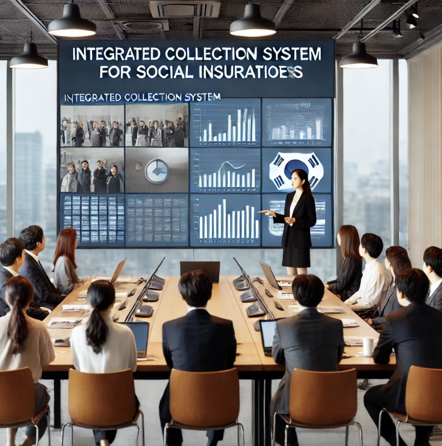 사회보험 징수통합제도에 대해 발표하는 세미나