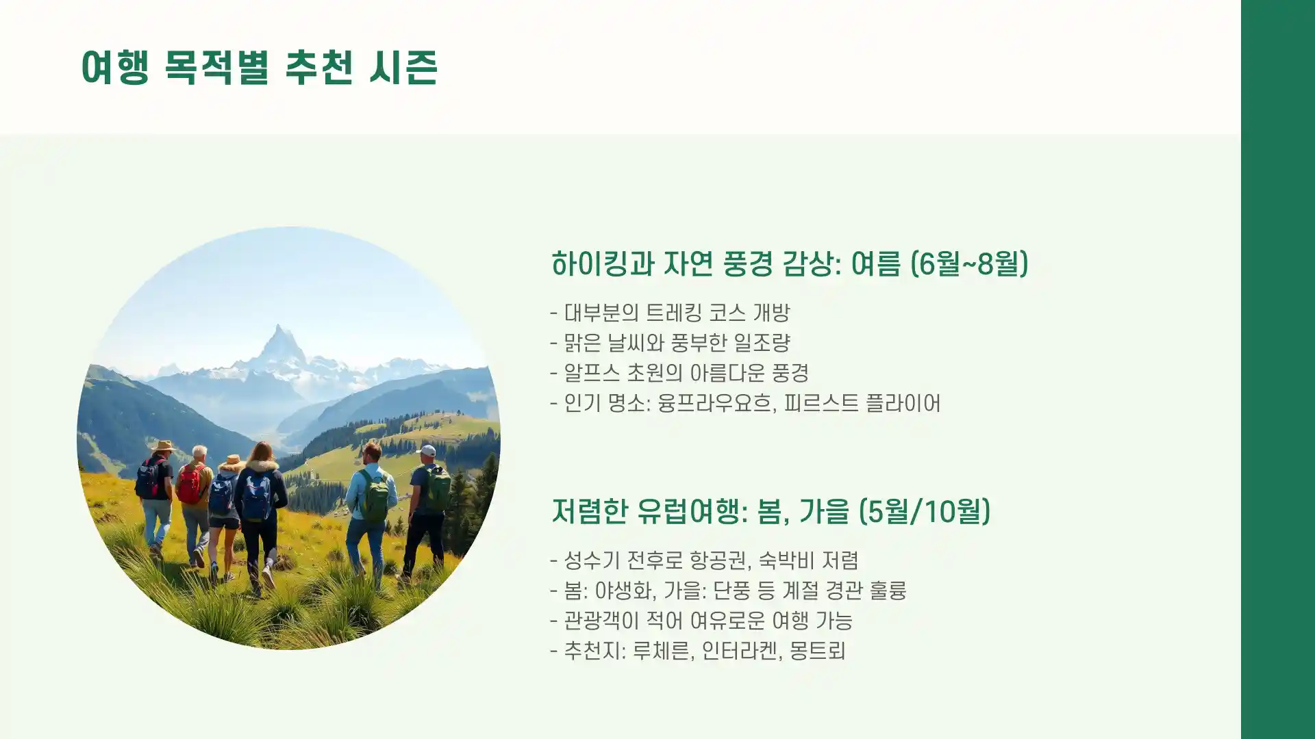 스위스 여행하기 좋은 계절