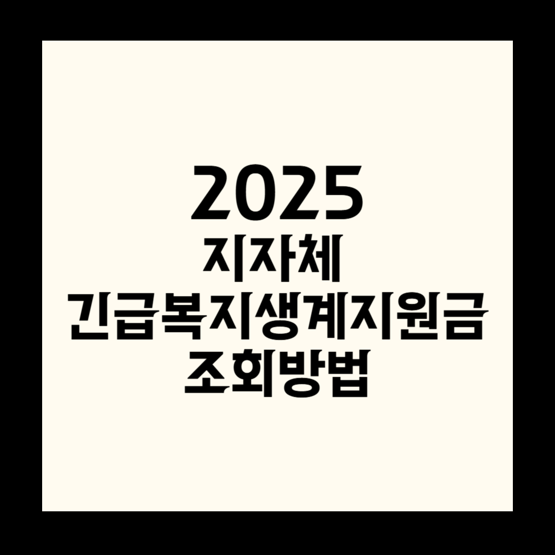 2025 지자체 긴급복지생계지원금 조회
