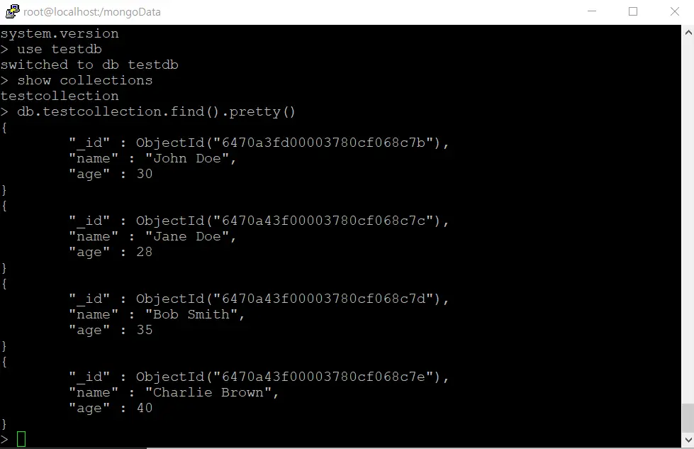 몽고db 컬렉션 도큐먼트