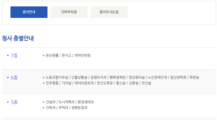 광주광역시 광산구청 청사안내