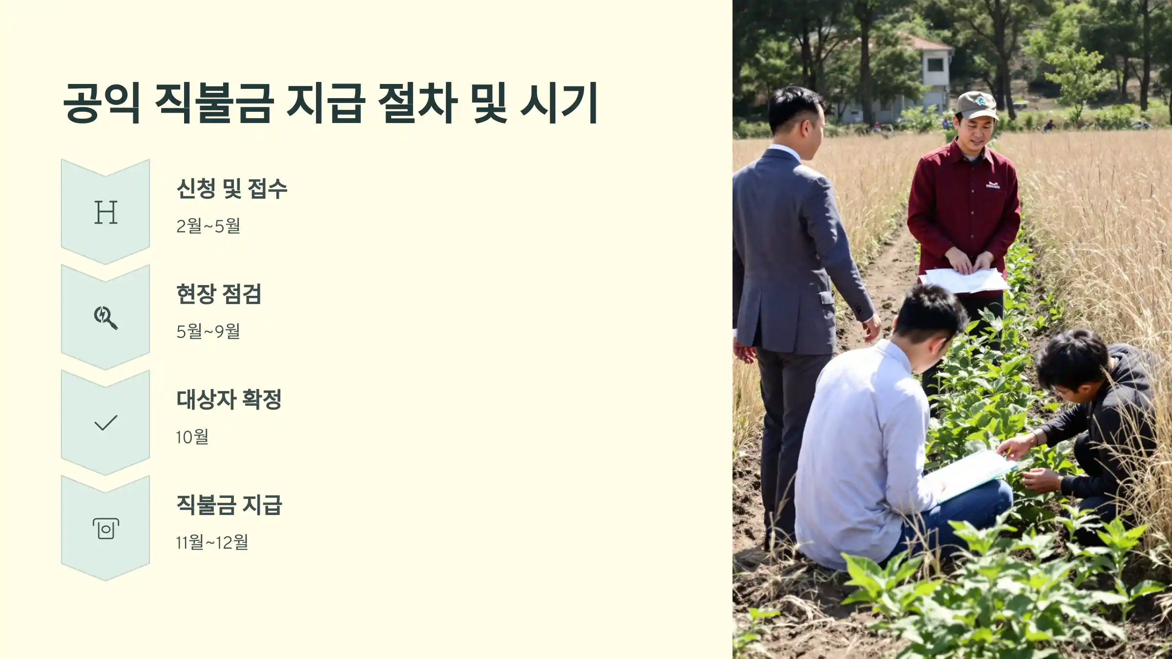 공익 직불금 신청방법, 자격조건, 지급 절차, 지급일, 필요 서류, 소농직불금, 면적직불금