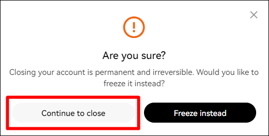 계정 삭제 버튼을 누르면 나오는 재확인 메시지