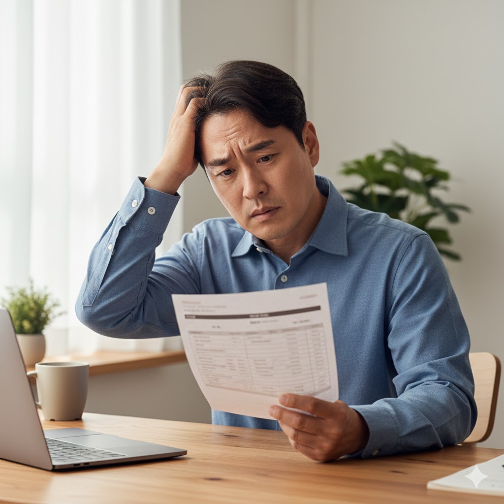 건강검진 결과 보고 혼란스러운 중년 남성