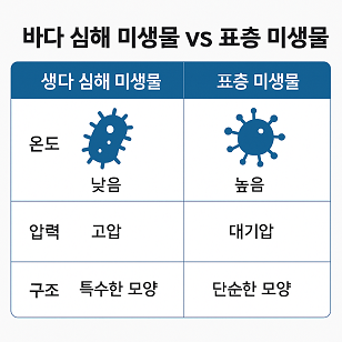 바다 심해 미생물 vs 표층 미생물 관련 사진