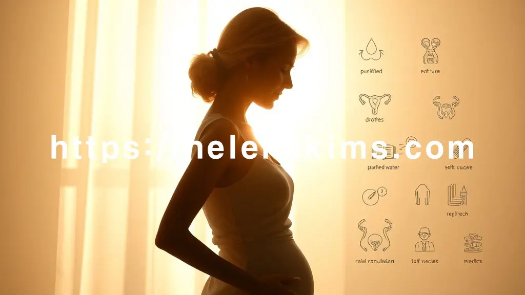 부드러운 빛이 감도는 공간에 중년 여성의 옆모습, 배경에는 의료 상담을 상징하는 아이콘이 배치되어, 중년 여성의 적극적이고 편안한 자기 관리를 시각화한 이미지.