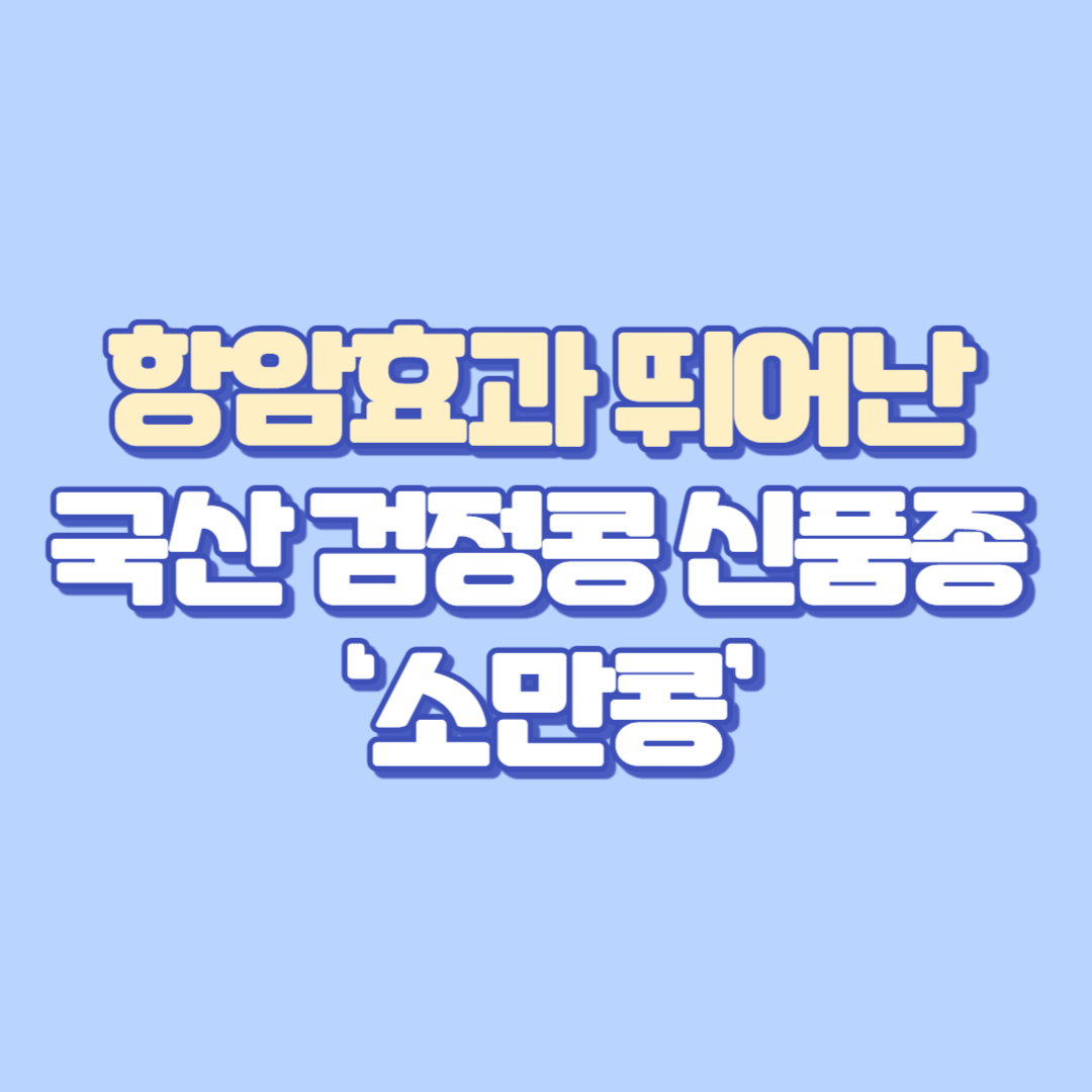 ✅ 항암효과 뛰어난 국산 검정콩 신품종 ‘소만’, 기능성 건강식품 원료로 주목!