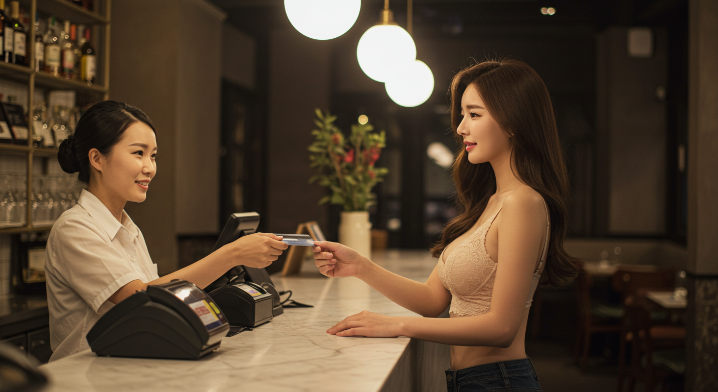 카드결제를 하는 여인