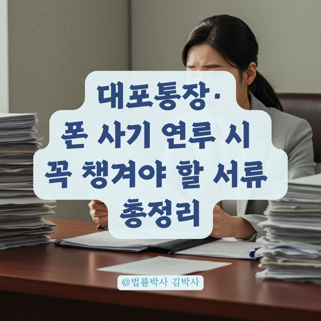대포통장·대포폰 사기 피해로 법원 출석 시 준비해야 할 서류와 양식 정리.