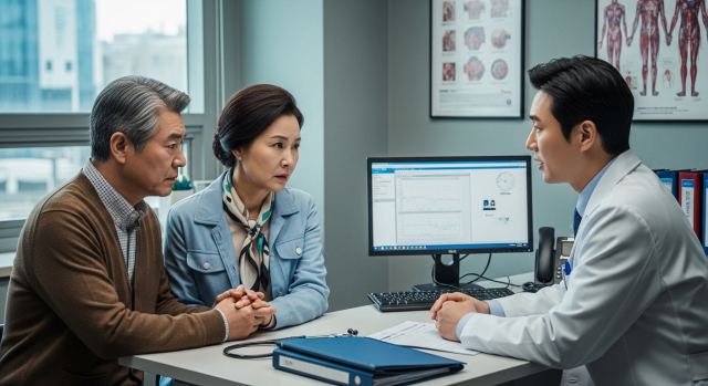 중풍 상담을 받는 60대 부부