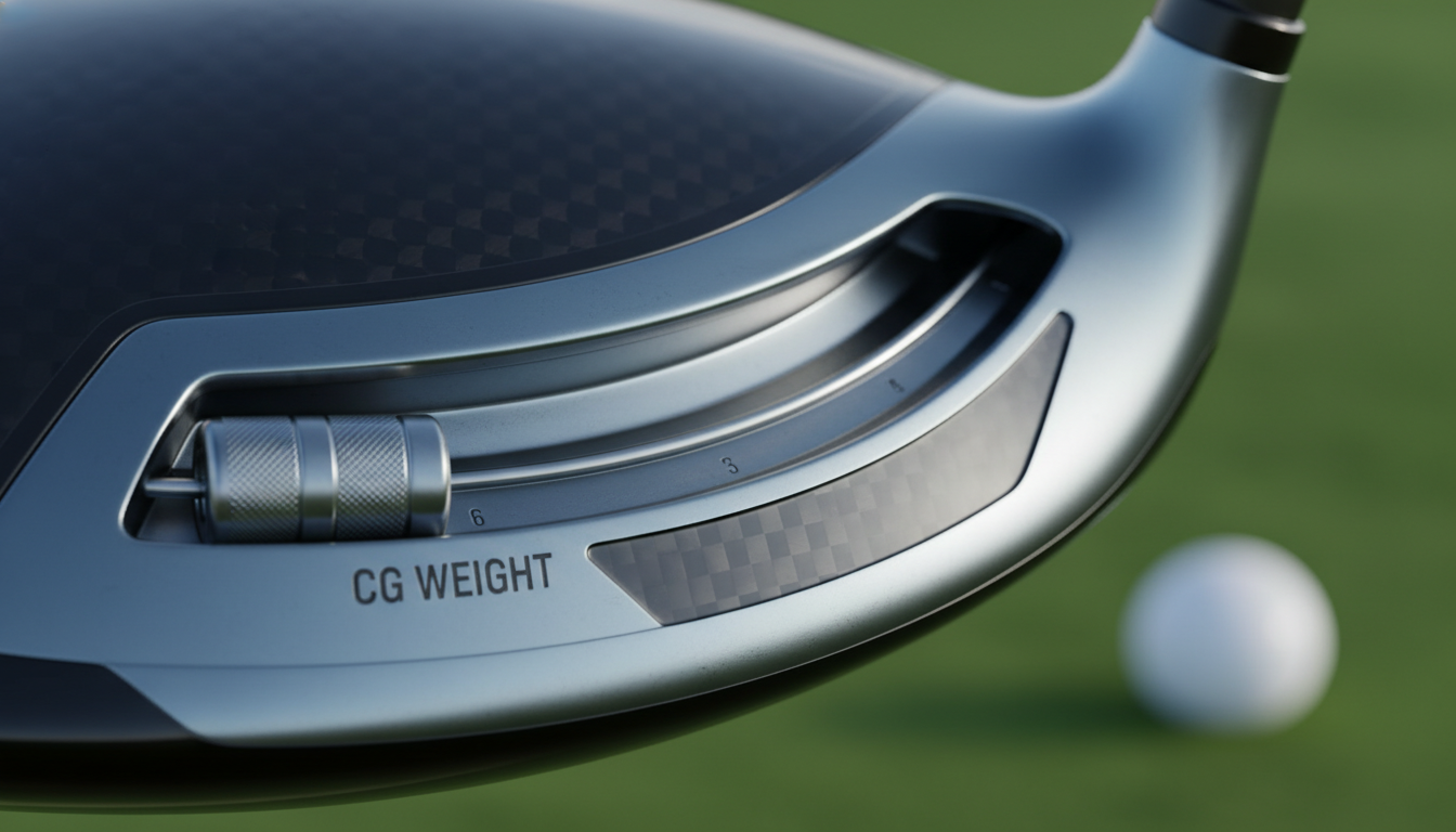 GTS 드라이버 바닥의 힐(Heel) 쪽에 배치된 무게추 세팅 근접 사진