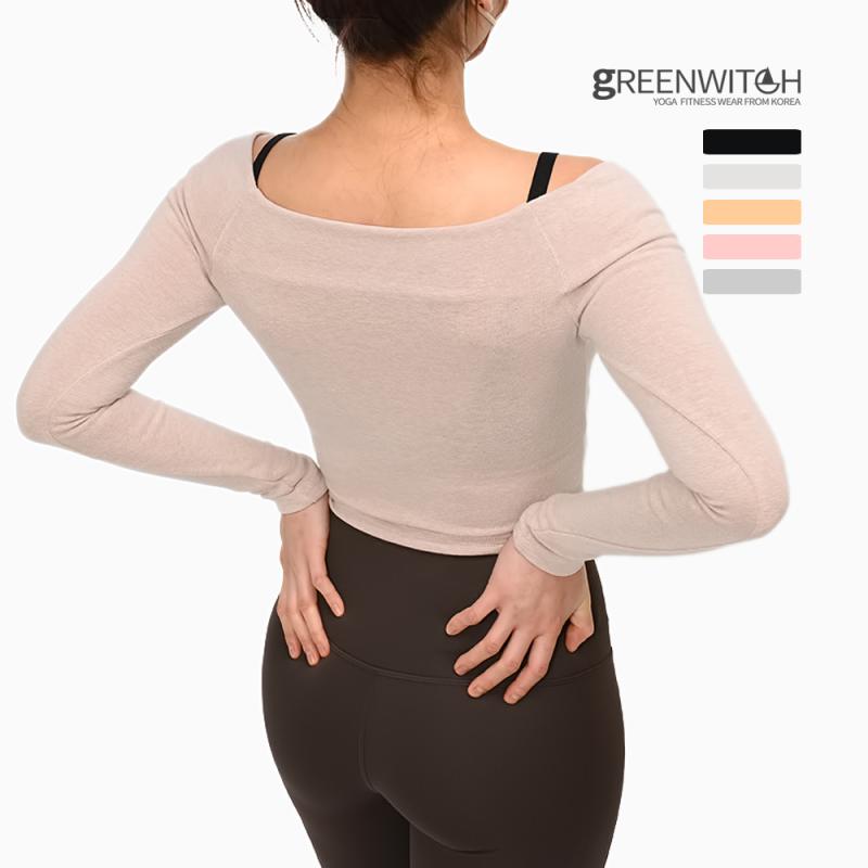 GREENICH 그리니치 보트넥 앙고라티셔츠 슬림핏 긴팔티 오프숄더 요가복