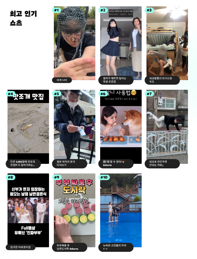 2023 유튜브 최고 인기 쇼츠