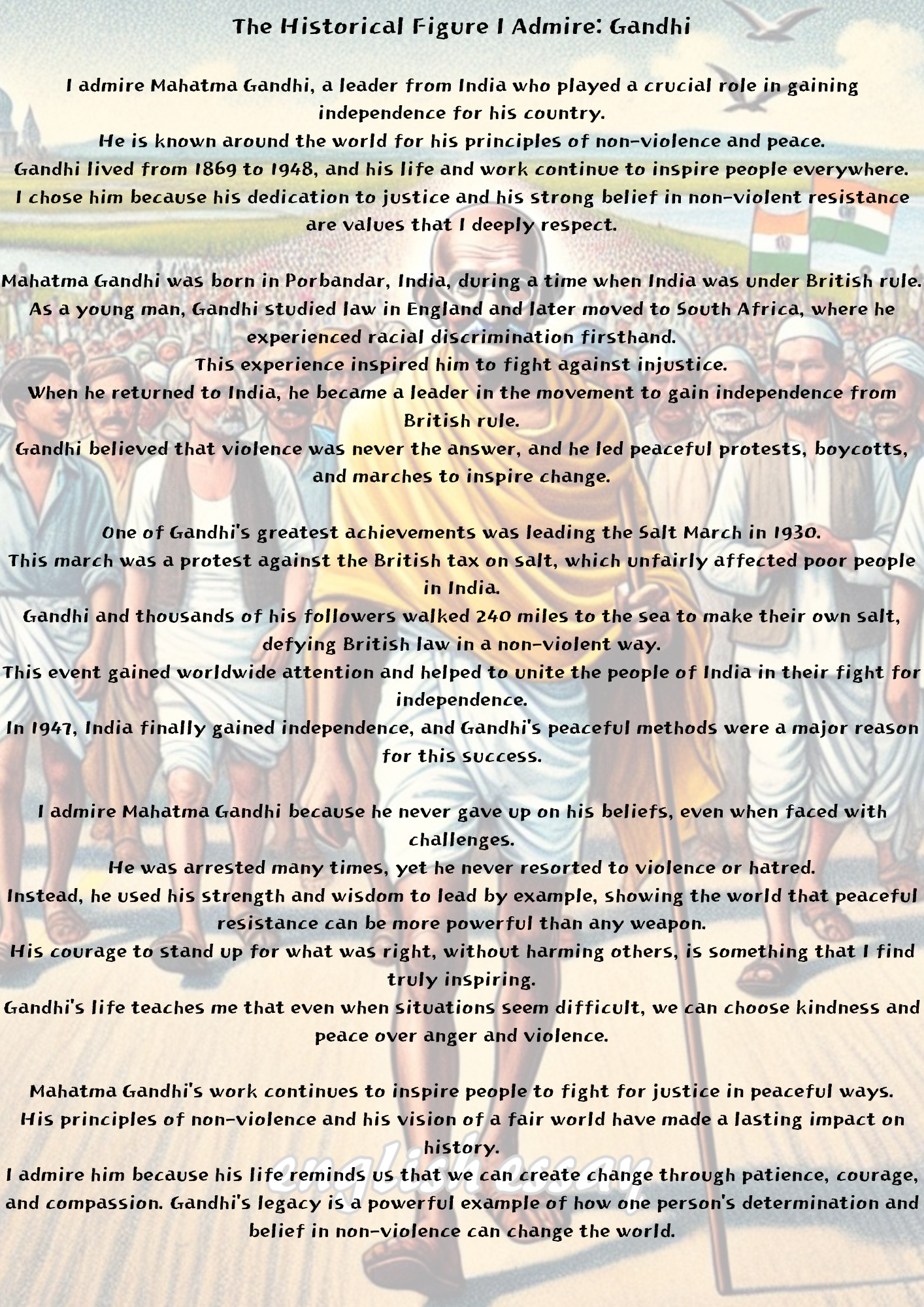 The Historical Figure I Admire: Gandhi 내가 존경하는 역사적 인물: 간디