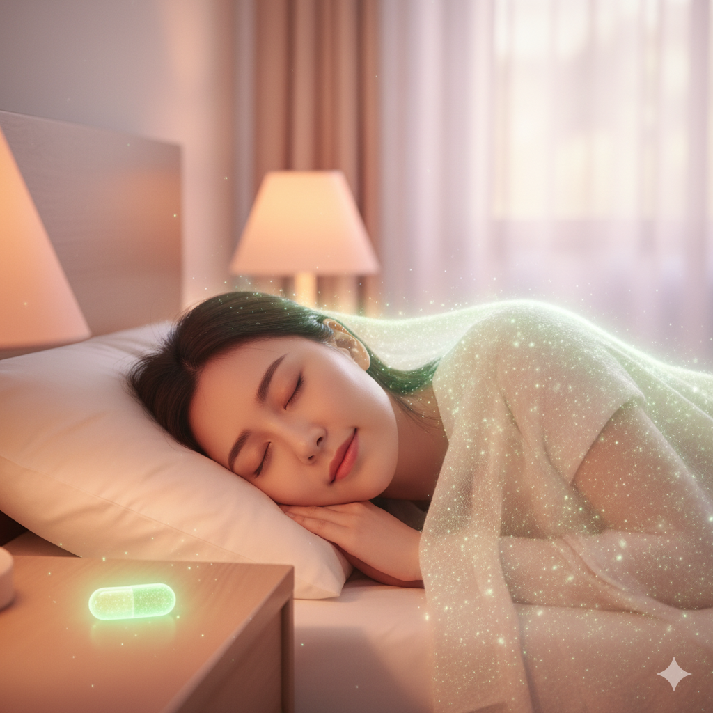 L-테아닌의 부드러운 이완 효과로 평온하게 잠든 모습