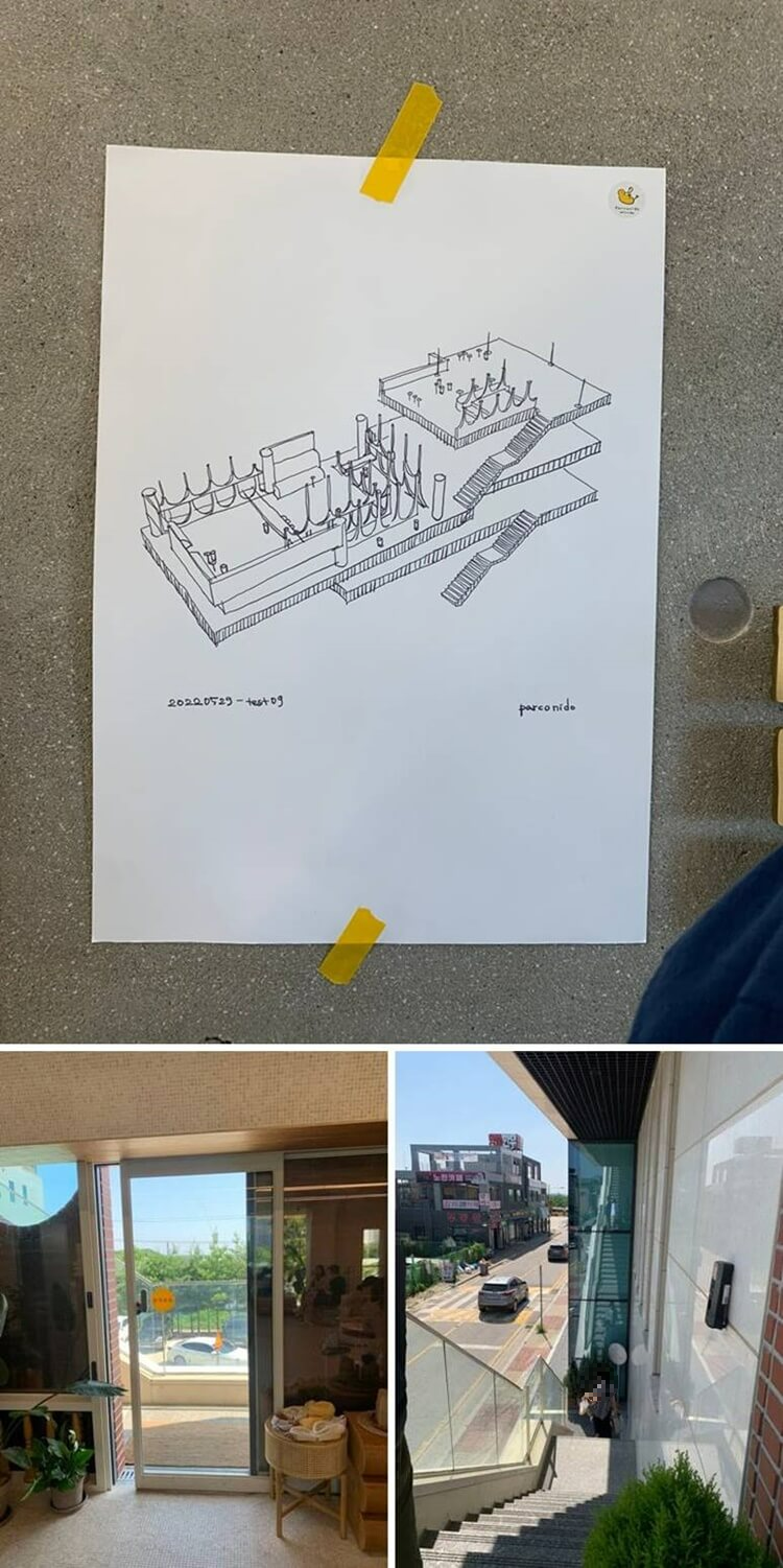 3층 전개도 및 올라가는 계단