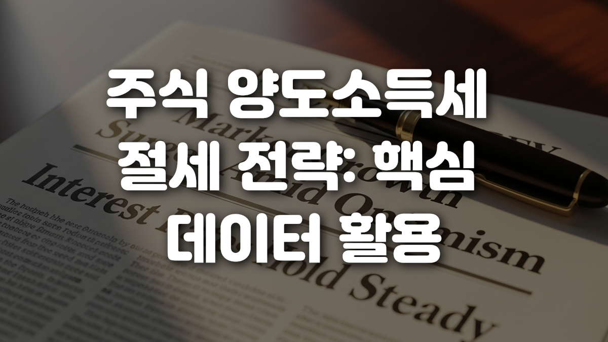 주식 양도소득세 절세 전략 핵심 데이터 활용