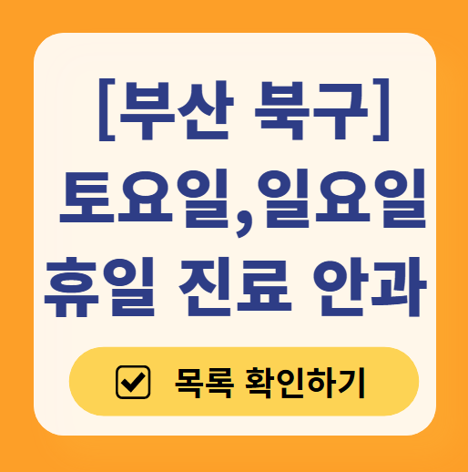 부산 북구 일요일 문 여는 안과 목록 ❘ 토요일, 주말, 공휴일 진료 영업 병원 찾기