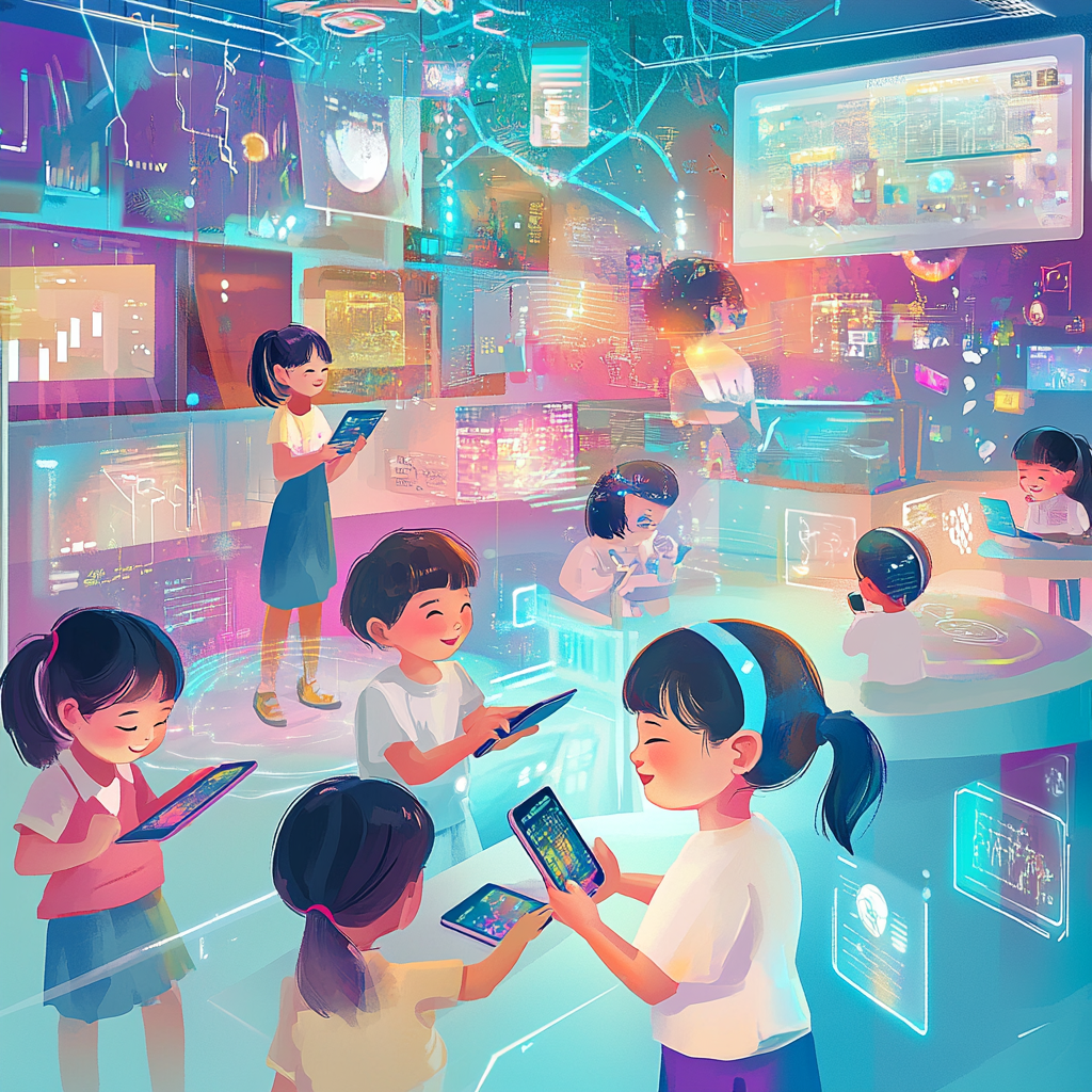 ai시대 아이들이 공부하는 모습