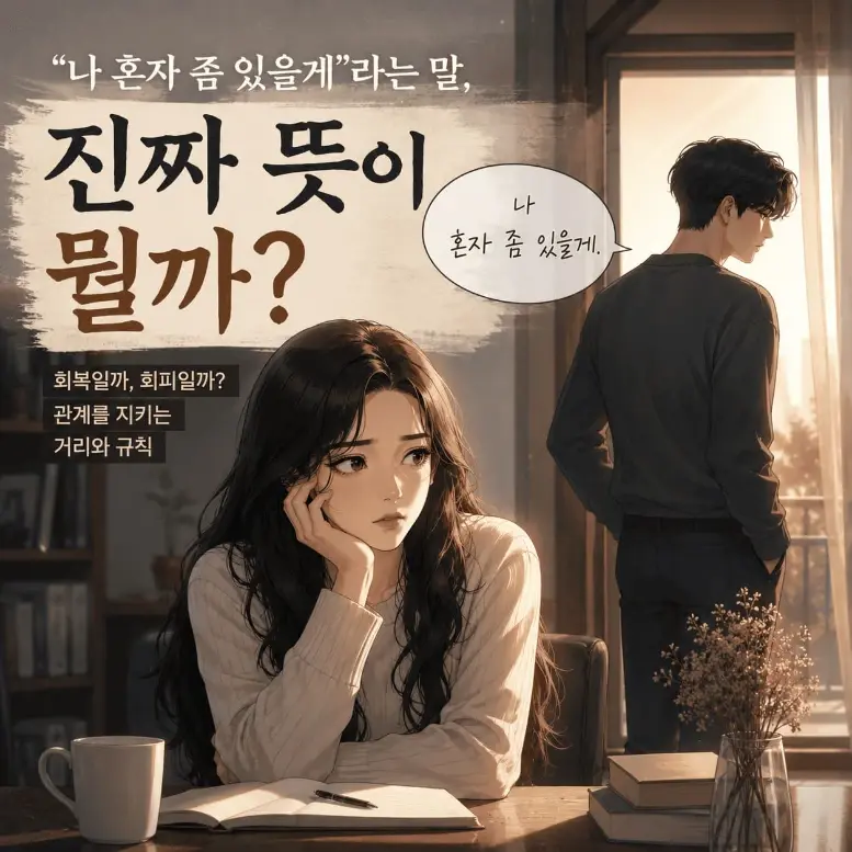 남자친구가 혼자 있고 싶다고 말한 뒤 불안해진 여자가 회피형 남자 연락 두절 심리와 관계 거리두기를 고민하는 장면