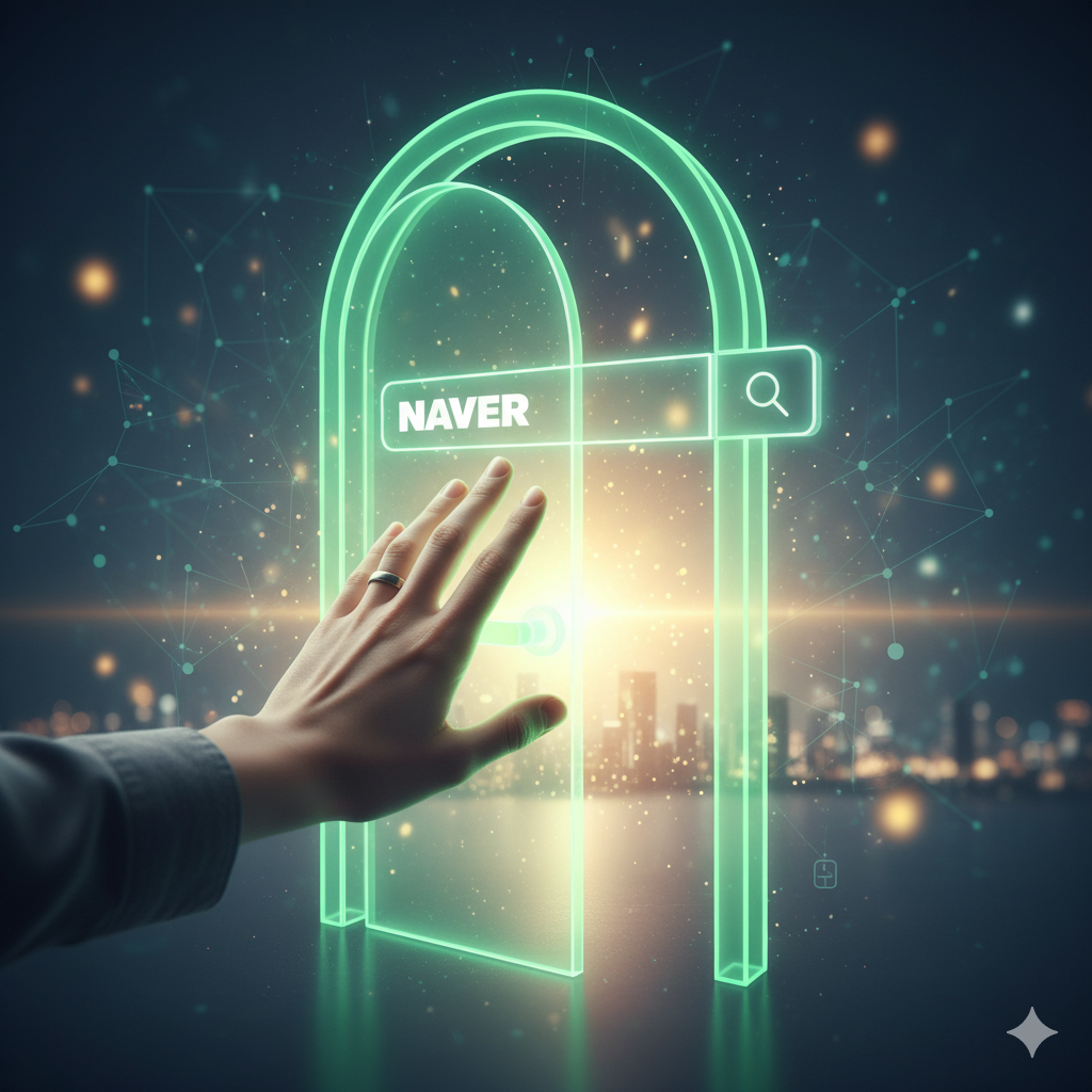 네이버 서치 어드바이저 문을 여는 초보 블로거의 희망찬 시작을 상징하는 이미지