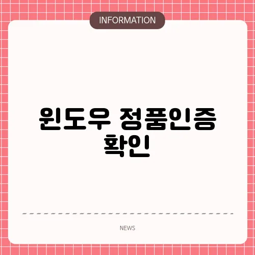 윈도우 정품인증 확인