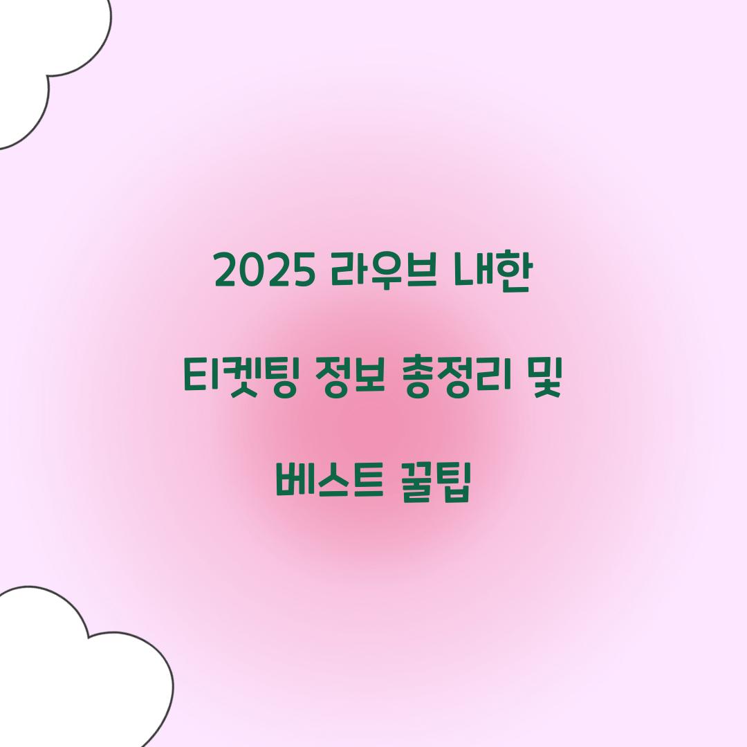 2025 라우브 내한 티켓팅