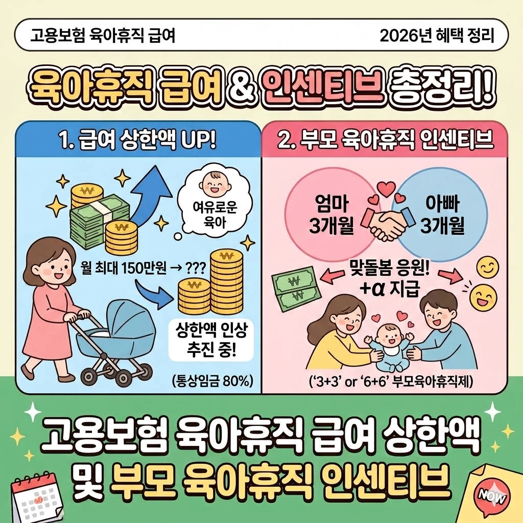 고용보험 육아휴직 급여 상한액 및 부모 육아휴직 인센티브