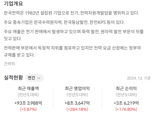 한국전력 주가 전망