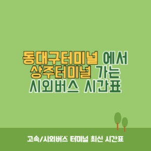 동대구터미널에서 상주터미널 가는 시외버스 시간표 최신정보