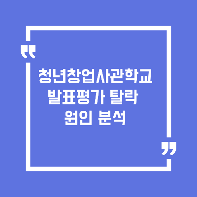 청년창업사관학교 발표평가 탈락 및 원인 분석