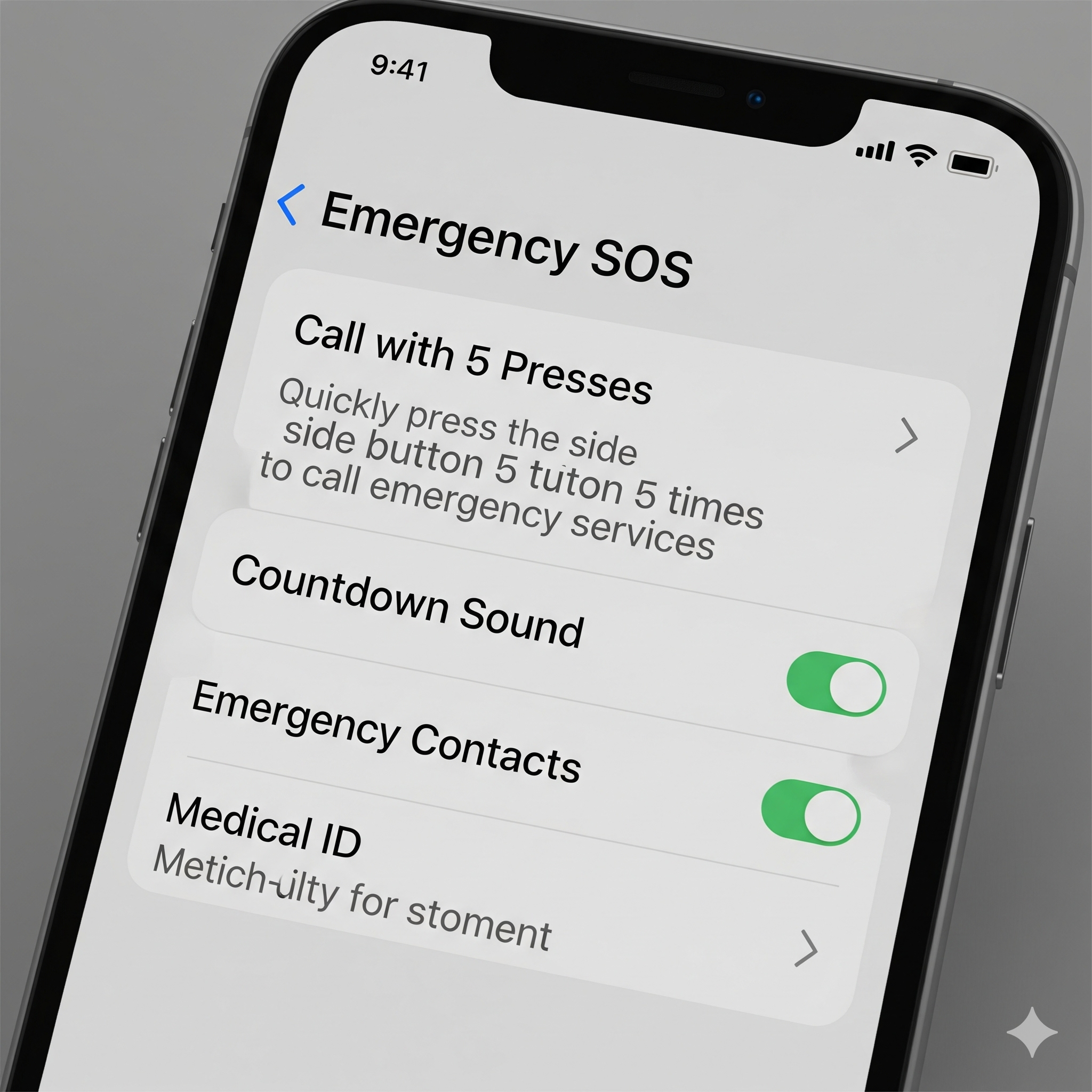 스마트폰 긴급 SOS 기능 설정화면
