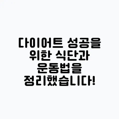 다이어트 성공을 위한 식단과 운동법을 정리했습니다!