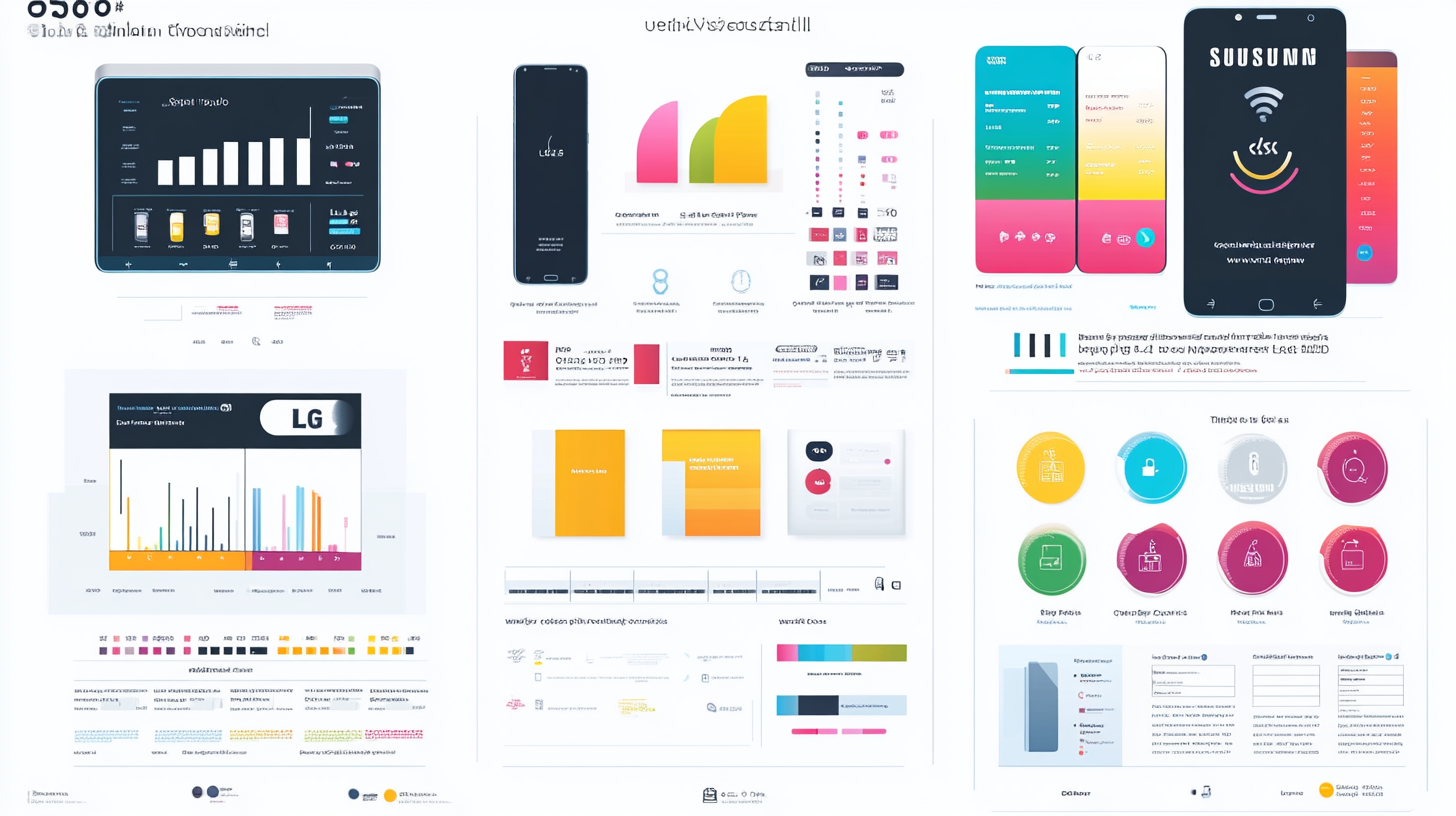 삼성과 LG의 구독 모델에 대한 차이를 설명하는 인포그래픽 스타일 이미지, 깔끔한 레이아웃과 다채로운 그래픽