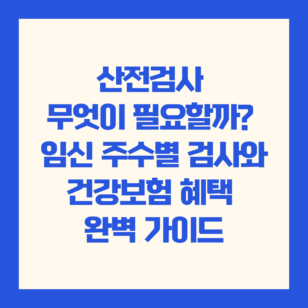 산전검사 무엇이 필요할까? 임신 주수별 검사와 건강보험 혜택 완벽 가이드