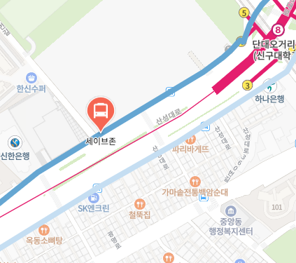 성남세이브존에서 인천공항 리무진 공항버스(5300번) 실시간 위치