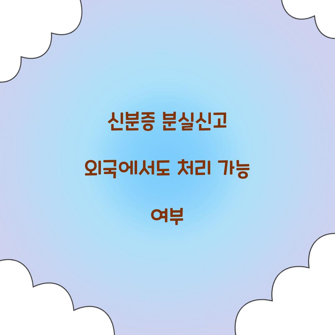 신분증 분실신고 외국에서도 처리 가능 여부